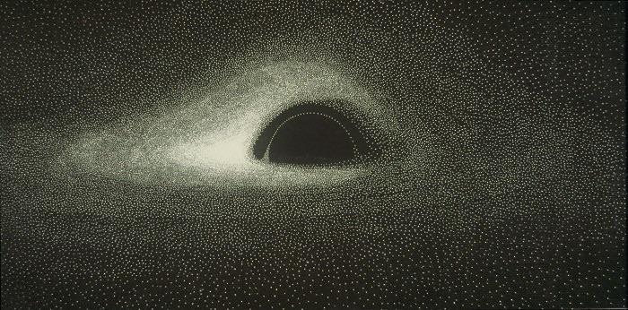 First image ever produced of a black hole, rendered on an IBM 7040